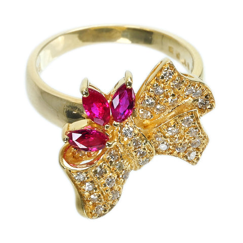 【中古】K18YG RUBYルビ―リング R0.40ct D0.28ct 鑑別書 5.3g #10