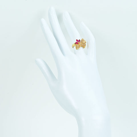 【中古】K18YG RUBYルビ―リング R0.40ct D0.28ct 鑑別書 5.3g #10