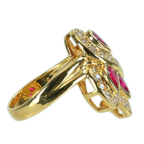 【中古】K18YG RUBYルビーリング  R0.61ct D0.38ct 6.3g #8