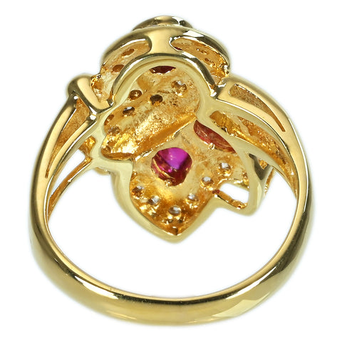 【中古】K18YG RUBYルビーリング  R0.61ct D0.38ct 6.3g #8