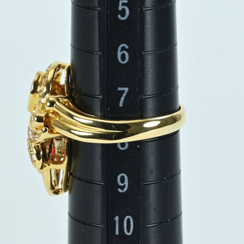 【中古】K18YG RUBYルビーリング  R0.61ct D0.38ct 6.3g #8