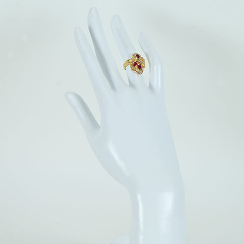 【中古】K18YG RUBYルビーリング  R0.61ct D0.38ct 6.3g #8