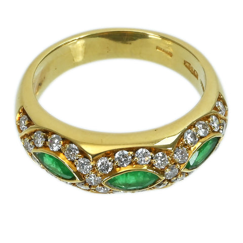 【中古】K18YG EMERALDエメラルド・ダイヤモンドリング  6.1g #12.5