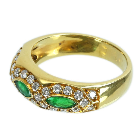 【中古】K18YG EMERALDエメラルド・ダイヤモンドリング  6.1g #12.5