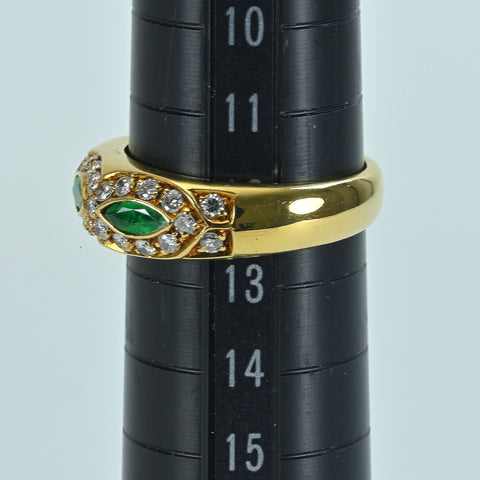 【中古】K18YG EMERALDエメラルド・ダイヤモンドリング  6.1g #12.5