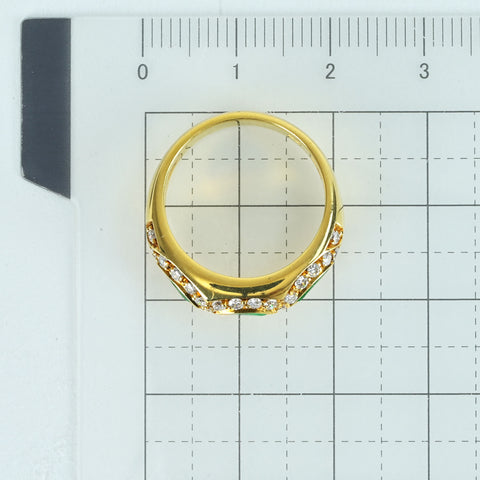 【中古】K18YG EMERALDエメラルド・ダイヤモンドリング  6.1g #12.5