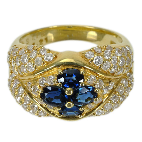 【中古】K18YG SAPPHIRE サファイアリング S1.16ct D1.21ct 7.2g #11.5