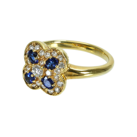 【中古】K18YG SAPPHIREサファイアリング S0.63ct D0.43ct 5.1g #13