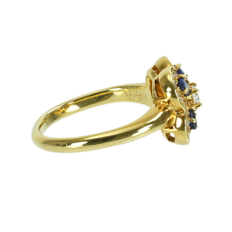 【中古】K18YG SAPPHIREサファイアリング S0.63ct D0.43ct 5.1g #13