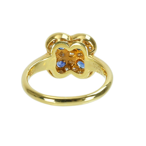 【中古】K18YG SAPPHIREサファイアリング S0.63ct D0.43ct 5.1g #13