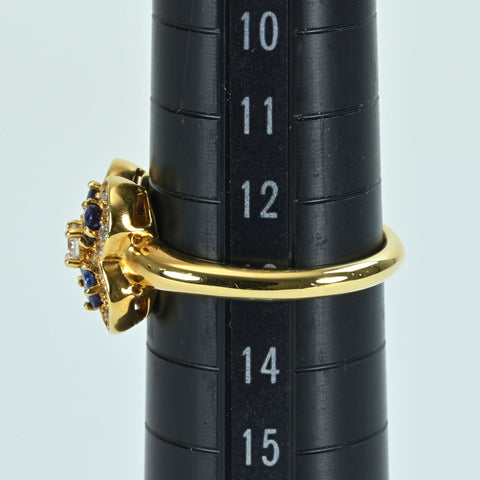 【中古】K18YG SAPPHIREサファイアリング S0.63ct D0.43ct 5.1g #13