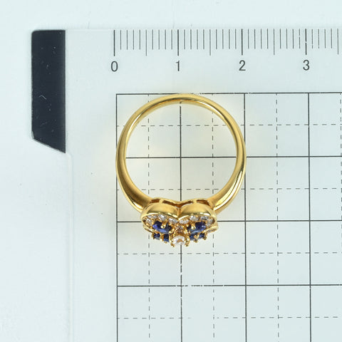 【中古】K18YG SAPPHIREサファイアリング S0.63ct D0.43ct 5.1g #13