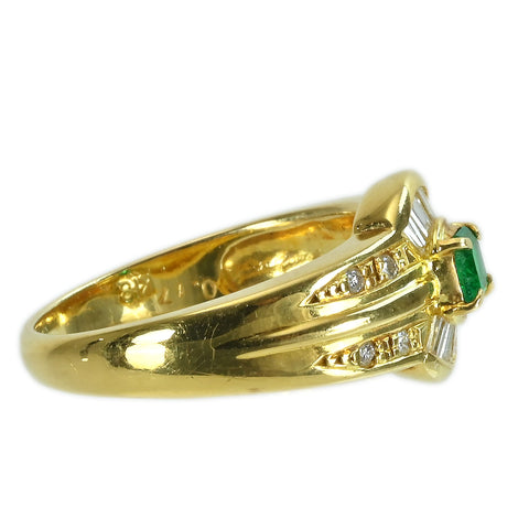 【中古】K18YG EMERALDエメラルドリング E0.17ct D0.26ct 4.5g #11