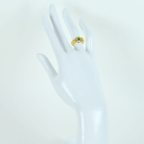 【中古】K18YG EMERALDエメラルドリング E0.17ct D0.26ct 4.5g #11