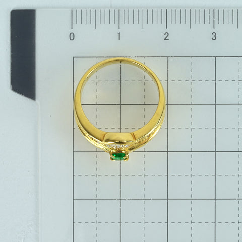【中古】K18YG EMERALDエメラルドリング E0.17ct D0.26ct 4.5g #11