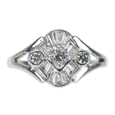 【中古】K18WG DIAMONDダイヤモンドリング D0.45ct 5.4g #12