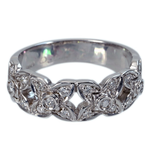 【中古】K18WG DIAMOND RING ダイヤモンドリング D0.24ct 6.2g #14.5