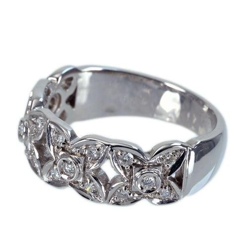 【中古】K18WG DIAMOND RING ダイヤモンドリング D0.24ct 6.2g #14.5