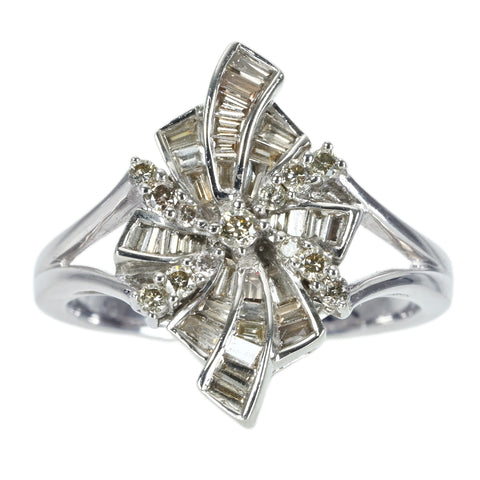 【中古】K18WG DIAMOND ダイヤもモンドリング D0.46ct 5.7g #14