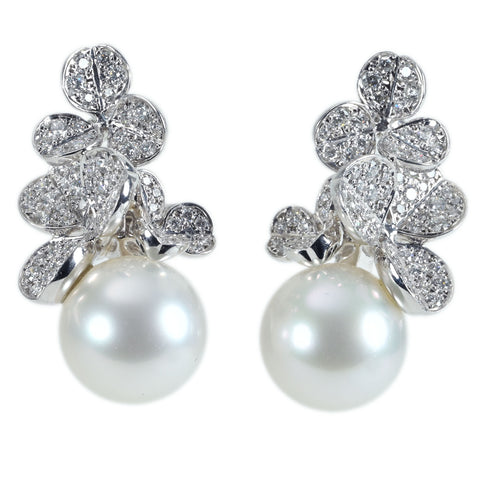 【中古】MIKIMOTO ミキモトK18WG PEARL EARRING 白蝶パールイヤリング P11.7mm D0.60ct D0.60ct 16.6g ONE PRICE