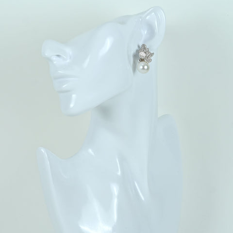 【中古】MIKIMOTO ミキモトK18WG PEARL EARRING 白蝶パールイヤリング P11.7mm D0.60ct D0.60ct 16.6g ONE PRICE