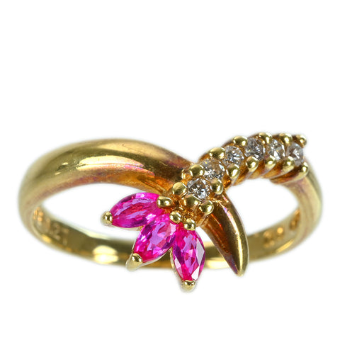 [Pre-owned] K18YG RUBY RING Ruby Ring R0.27ct D0.10ct 3.0g #14 