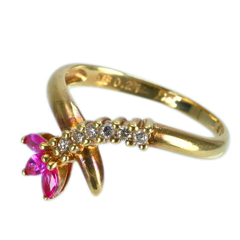 [Pre-owned] K18YG RUBY RING Ruby Ring R0.27ct D0.10ct 3.0g #14 