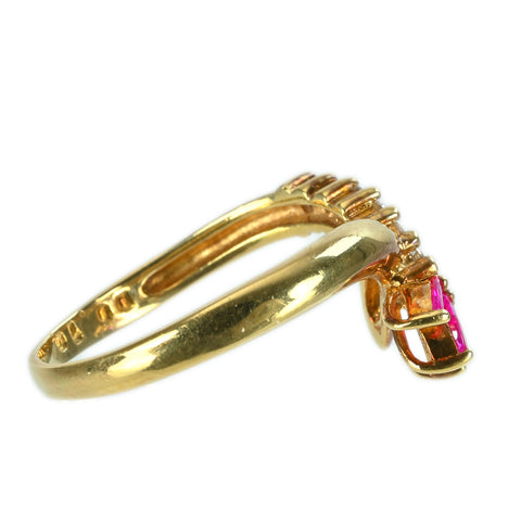 [Pre-owned] K18YG RUBY RING Ruby Ring R0.27ct D0.10ct 3.0g #14 