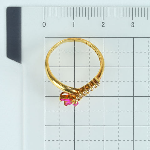 [Pre-owned] K18YG RUBY RING Ruby Ring R0.27ct D0.10ct 3.0g #14 