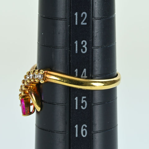 [Pre-owned] K18YG RUBY RING Ruby Ring R0.27ct D0.10ct 3.0g #14 