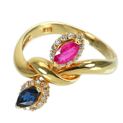 [Pre-owned] K18YG SAPPHIRE RUBY RING Sapphire/Ruby Ring D0.16ct 3.6g #12 