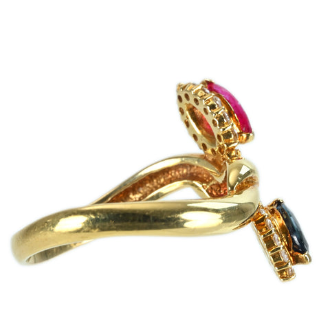 [Pre-owned] K18YG SAPPHIRE RUBY RING Sapphire/Ruby Ring D0.16ct 3.6g #12 