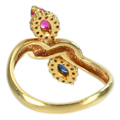 [Pre-owned] K18YG SAPPHIRE RUBY RING Sapphire/Ruby Ring D0.16ct 3.6g #12 