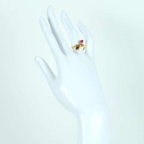 [Pre-owned] K18YG SAPPHIRE RUBY RING Sapphire/Ruby Ring D0.16ct 3.6g #12 