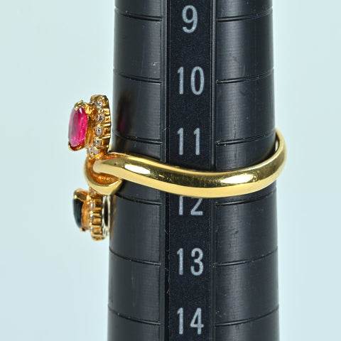 [Pre-owned] K18YG SAPPHIRE RUBY RING Sapphire/Ruby Ring D0.16ct 3.6g #12 