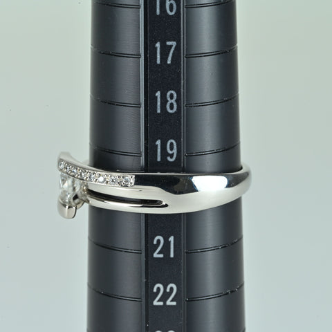 【中古】PT900 DIAMOND ダイヤモンドリング 0.407ct Fカラー SI2クラス Goodカット D0.07ct   7.6ｇ #20 CGL鑑定書