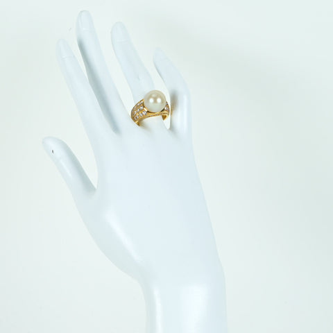 【中古】K18YG SOUTH SEA PEARL白蝶南洋パールリング P12.3mm D1.50ct 17.8g #13.5