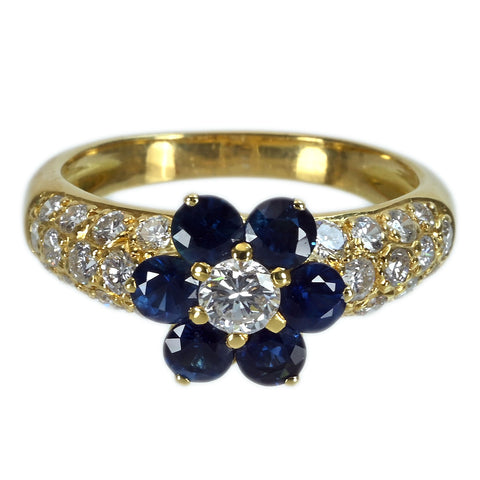 【中古】K18YG SAPPHIRE DIAMOND RING サファイア・ダイヤモンドリング 4.5g #14
