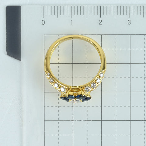 【中古】K18YG SAPPHIRE DIAMOND RING サファイア・ダイヤモンドリング 4.5g #14