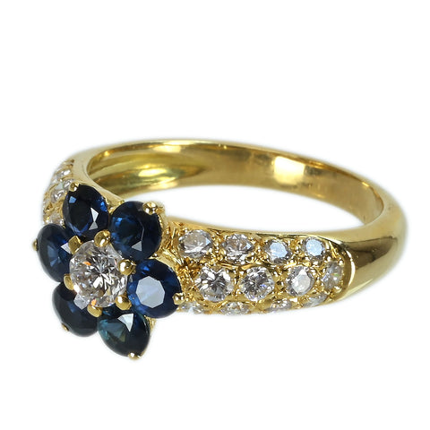 【中古】K18YG SAPPHIRE DIAMOND RING サファイア・ダイヤモンドリング 4.5g #14