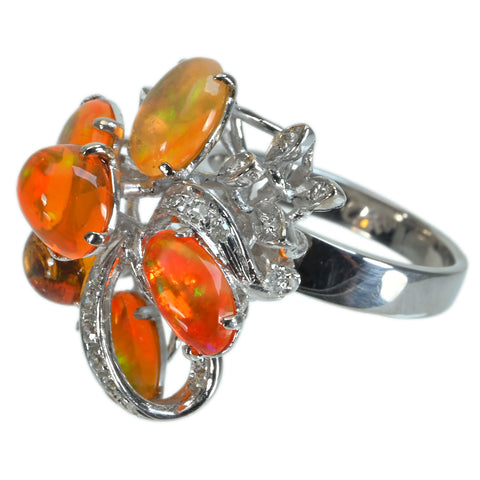 【中古】18KWG MEXICO OPALメキシコオパールリング ハンドメイド品 8.0g #9