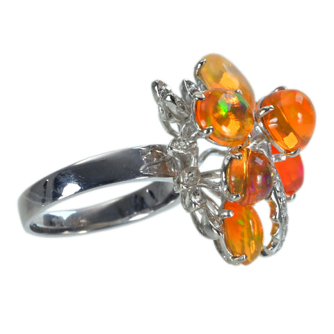 【中古】18KWG MEXICO OPALメキシコオパールリング ハンドメイド品 8.0g #9