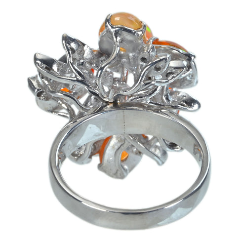 【中古】18KWG MEXICO OPALメキシコオパールリング ハンドメイド品 8.0g #9