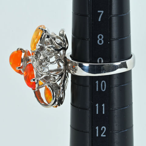 【中古】18KWG MEXICO OPALメキシコオパールリング ハンドメイド品 8.0g #9