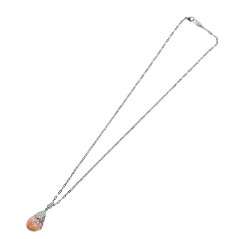 【中古】K18WG CONCH PEARL NECKLACE コンクパールペンダントネックレス CP24.20ct D0.81ct 15.2g