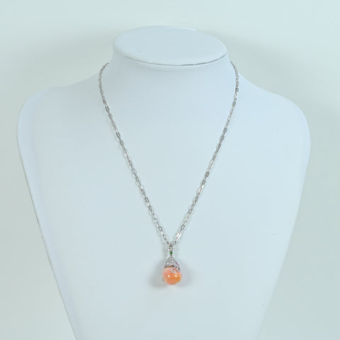 【中古】K18WG CONCH PEARL NECKLACE コンクパールペンダントネックレス CP24.20ct D0.81ct 15.2g