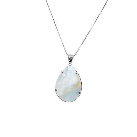 【中古】 K14WG/K18WG MABE PEARLマベパールペンダントネックレス D0.02ct S0.04ct 10.1g