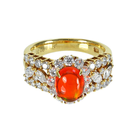 【中古】K18YG MEXICO OPALメキシコオパールリング OP1.19ct D1.31ct 6.3g #10.5