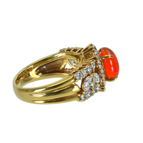 【中古】K18YG MEXICO OPALメキシコオパールリング OP1.19ct D1.31ct 6.3g #10.5