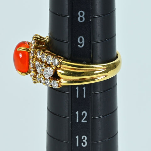 【中古】K18YG MEXICO OPALメキシコオパールリング OP1.19ct D1.31ct 6.3g #10.5